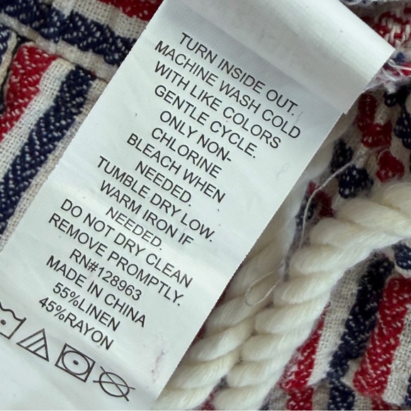 Indigo Rein Linen Pants Womens Large Multicolor Striped Wide Leg Rayon - Picture 4 of 11